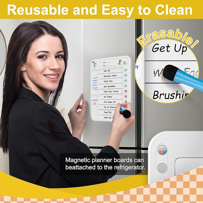 2-Pack Magnetic Chore Chart for Kids, ADHD Task Tracker Easy-Check Routine Dry - Image 6