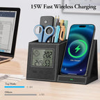 TopMade Wireless Charger with Pen Holder, Leather Desk Nightstand Organizer - Image 4
