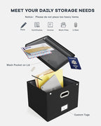 2 Pack File Organizer Box with Lid, Large Hanging Filing Box with Mesh Pocket - Image 5