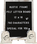 Felt Letter Board with Rustic Vintage Frame and Stand 12x16 inch, Numbers and by Destop