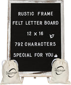 Felt Letter Board with Rustic Vintage Frame and Stand 12x16 inch, Numbers and by Destop