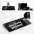 Glass Desktop Whiteboard with Calculator & Storage, Desk Dry Erase Note Memo - Image 2