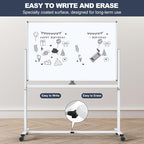 White Board on Wheels, 48 x 32 Inches Height-Adjustable Large Rolling Whiteboard - Image 5