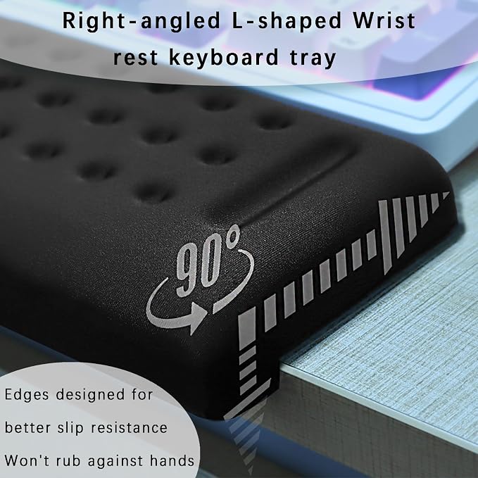 Pack of 2 L-Shaped Wrist Rest Keyboard, Memory Foam Arm Rest Desk, Ergonomic - Image 7