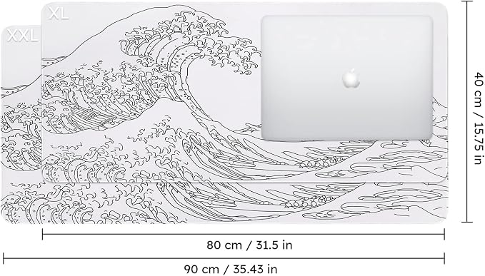 iCasso White Mouse Pad, Extended Gaming Mouse Pad, Large Stable Rubber Base - Image 2