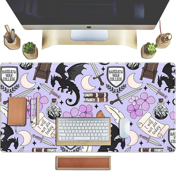 Cute Desk Pad Kawaii Black Loong Mouse Pad Purple Magic Desk Keyboard Pad - Image 5