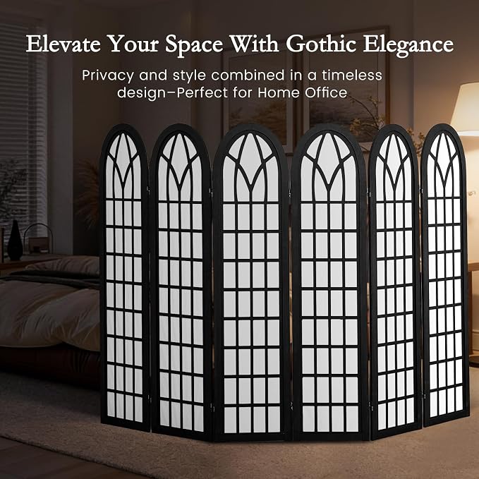 Asnefeli 6 Panel Japanese Room Divider, Shoji Style Partition Divider, Fully - Image 2
