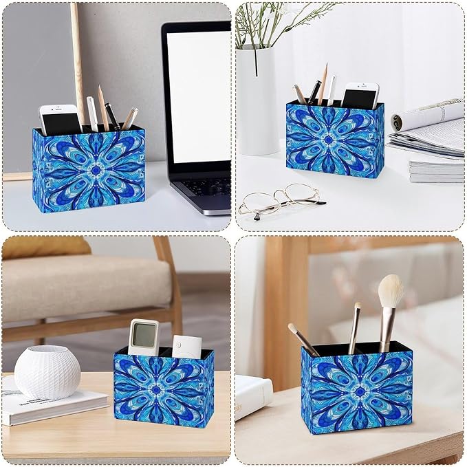 Famame Blue White Abstract Design Pencil Holder - Image 3