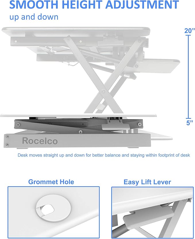 Rocelco 46" Large Height Adjustable Standing Desk Converter - Image 2
