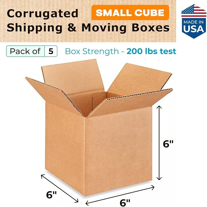 Small Cube Moving & Shipping Boxes 6 x 6 x 6 inches - Image 2