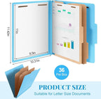 Skyygemm 36 Pcs Classification Folders Letter Size, 2 Divider Pressboard File - Image 2