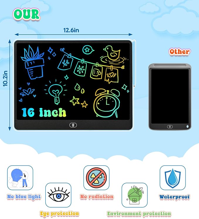 LCD Writing Tablet for Kids, 16 Inch Colorful Doodle Board Drawing Tablets - Image 3