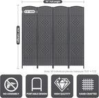 Cocosica 4 Panel Room Divider, 6Ft Folding Privacy Screen, Tall - Image 3