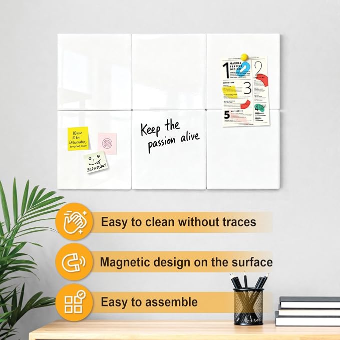 Comix Magnetic Dry Erase Board, 6 Pack, 11.8 x 11.8 Inches, Modular Whiteboard - Image 3