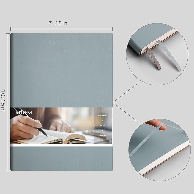 EMSHOI Dotted Journal Bullet Notebook, B5 Large Softcover Leather Journal - Image 3