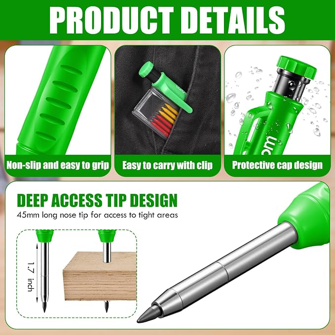 Hiboom 6 Pack Solid Carpenter Pencils Mechanical Construction Pencils - Image 3