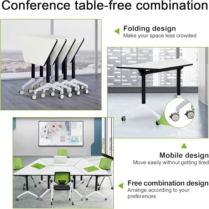 Foldable Conference Room Tables, Flip Top Mobile Training Table, Modern Meeting - Image 4