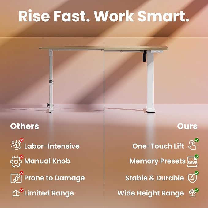 HUANUO 32" Small Electric Standing Desk Adjustable Height, 4 Memory Height - Image 8