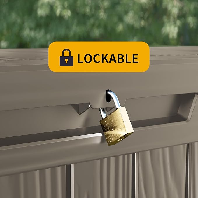 Decksplore 100 Gallon Lockable Resin Deck Box, Waterproof Outdoor Storage Box - Image 4