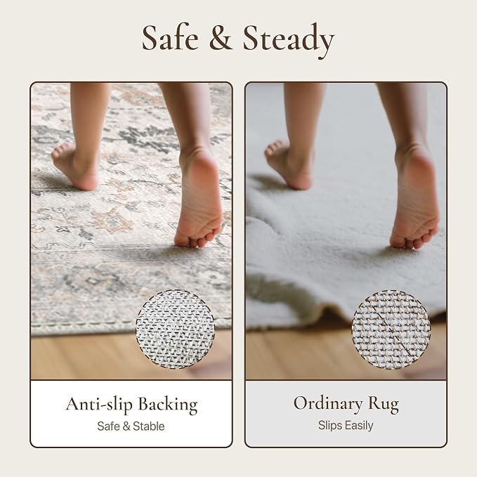 GENIMO 7'6''x9'6'' Area Rugs for Living Room, Machine Washable Rugs, Low Pile - Image 5