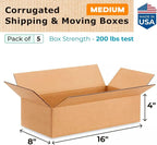 IDL Packaging - B-1684-5 Small Corrugated Shipping Boxes 16"L x 8”W x 4"H - - Image 2