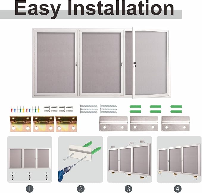 71x36 Inch Lockable Enclosed Bulletin Board, Weather-Resistant Outdoor - Image 5