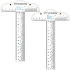 2PCS 6 inch/15cm T-Shape Acrylic Transparent T-Ruler by CYFUNDESIGN