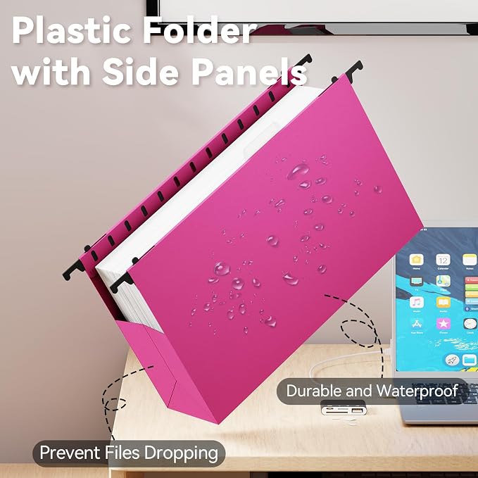 Ansook Plastic Legal Size Hanging File Folders, Heavy Duty 3" Expandable Legal - Image 2