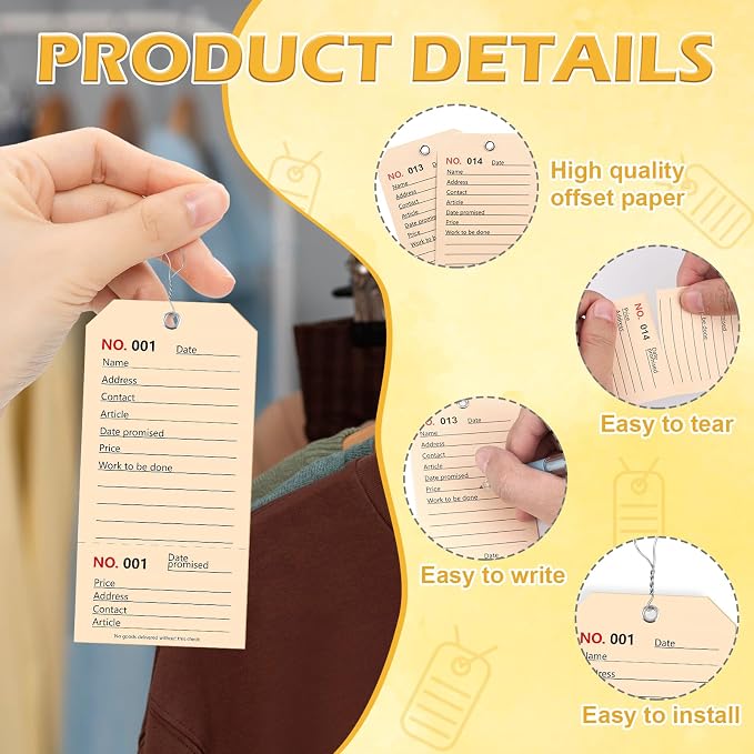 100 Pack Red Repair Tags with Wire Rope Service Repair Tags Numbered with Wire - Image 3