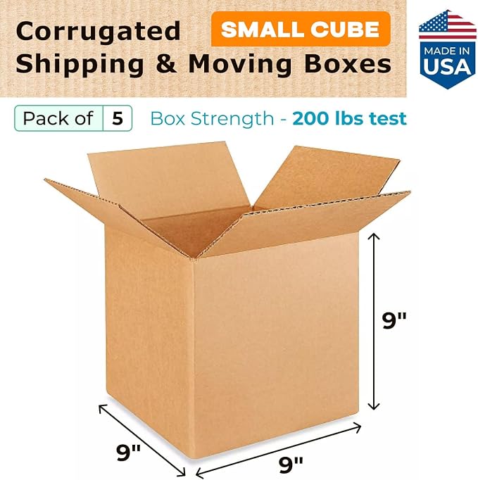 Small Cube Moving & Shipping Boxes 9 x 9 x 9 inches - Image 2