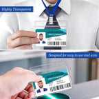 100 Pcs Clear Horizontal Badge Id Card and 100 Pcs Lanyard, Reusable Lanyards - Image 5