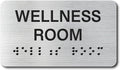 Wellness Room Signs with Raised Text & Grade 2 Braille, Brushed Aluminum/Silver by EliteSign