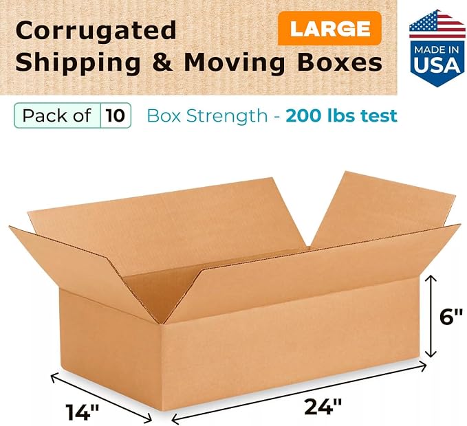 Large Shipping & Moving Boxes 24x14x6 inches - Image 2