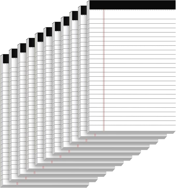 10 Pack of Legal Pad Writing Pads 5" x 8" Notepad 80gsm Recycled Paper Small by Nichela