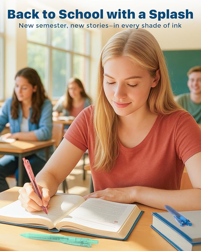 Four Candies 12Pack 0.5mm Quick Dry Retractable Gel Pen Set, Cute Transparent - Image 4