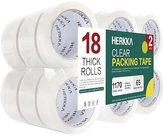 HERKKA Clear Packing Tape, 18 Rolls Heavy Duty Packaging Tape by HERKKA