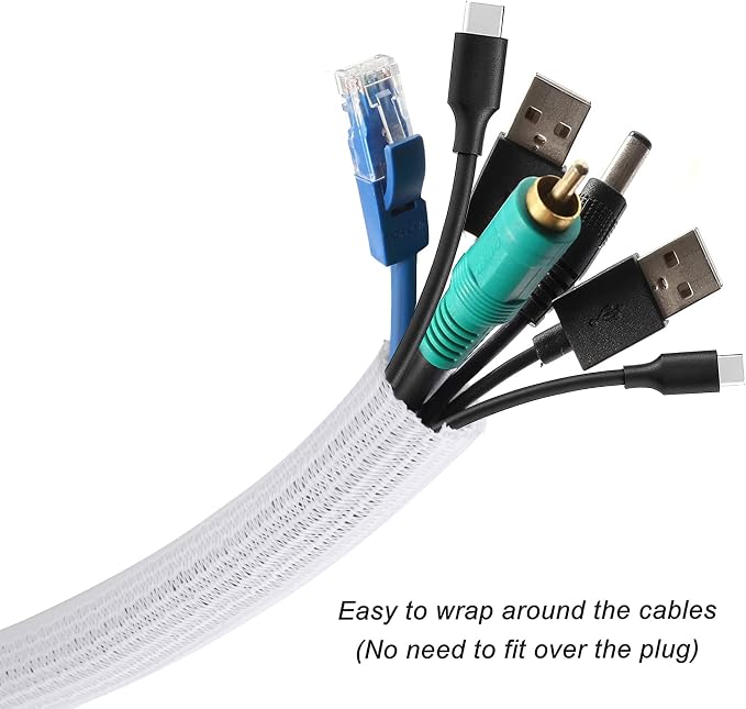 CrocSee 10ft - 1.25 inch Braided Cable Management Sleeve Cord Protector - - Image 2