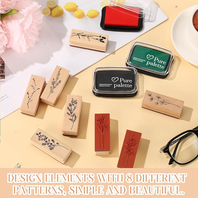Tenare 8 Pieces Vintage Rubber Stamps Decorative - Image 3