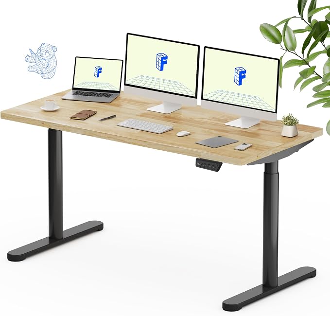 FLEXISPOT Solid Rubberwood Electric Standing Desk by FlexiSpot
