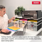 Desktop Organizer 6 Letter Tray Sorter Plus Riser Base, 3 Supply & 3 Storage - Image 3