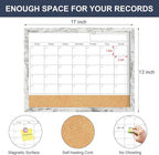Dry Erase Calendar for Wall, 17x13 Inches Whiteboard Calendar Cork Board Combo - Image 4