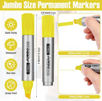 Fuutreo 10 Pack Jumbo Permanent Markers Bulk Large Chisel Tip Permanent Markers - Image 3