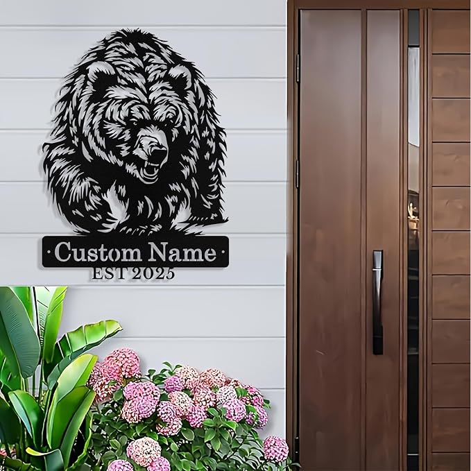 Custom Bear Metal Sign, Custom Bear Metal Wall Art Decor, Personalized Last - Image 8