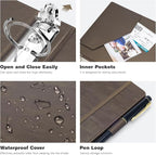 Ospelelf Vintage Hardcover 3 Ring 1 inch Leather Binder, Professional Binders - Image 5