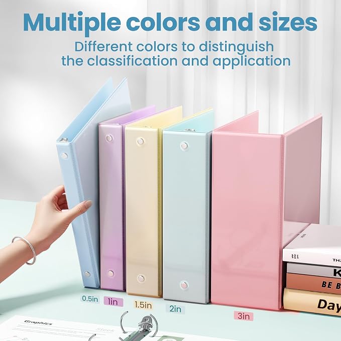 SUNEE 3 Ring Binder 1.5 Inch 1 Pack, Pastel Blue - Image 5