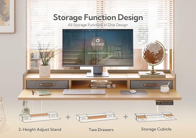 Claiks Standing Desk with Drawers, Adjustable Stand Up Electric Standing Desk - Image 4