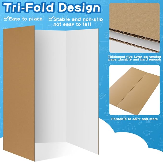 VinTS 36" x 48" 2 Pack Large Trifold Poster Board, School Projects, Photo - Image 4