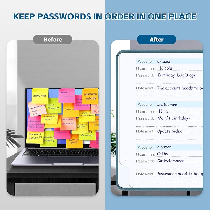 Password Keeper Book with Alphabetical Tabs，4.3"x5.7" Small Password Books - Image 5