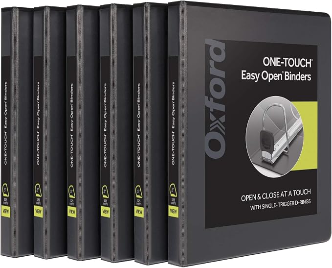 Oxford 3 Ring Binders, 0.5 inch ONE-Touch Easy Open D Rings, Durable Binders by Oxford