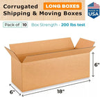 IDL Packaging - B-1866-10 Long Corrugated Shipping Boxes 18"L x 6”W x 6"H - - Image 2